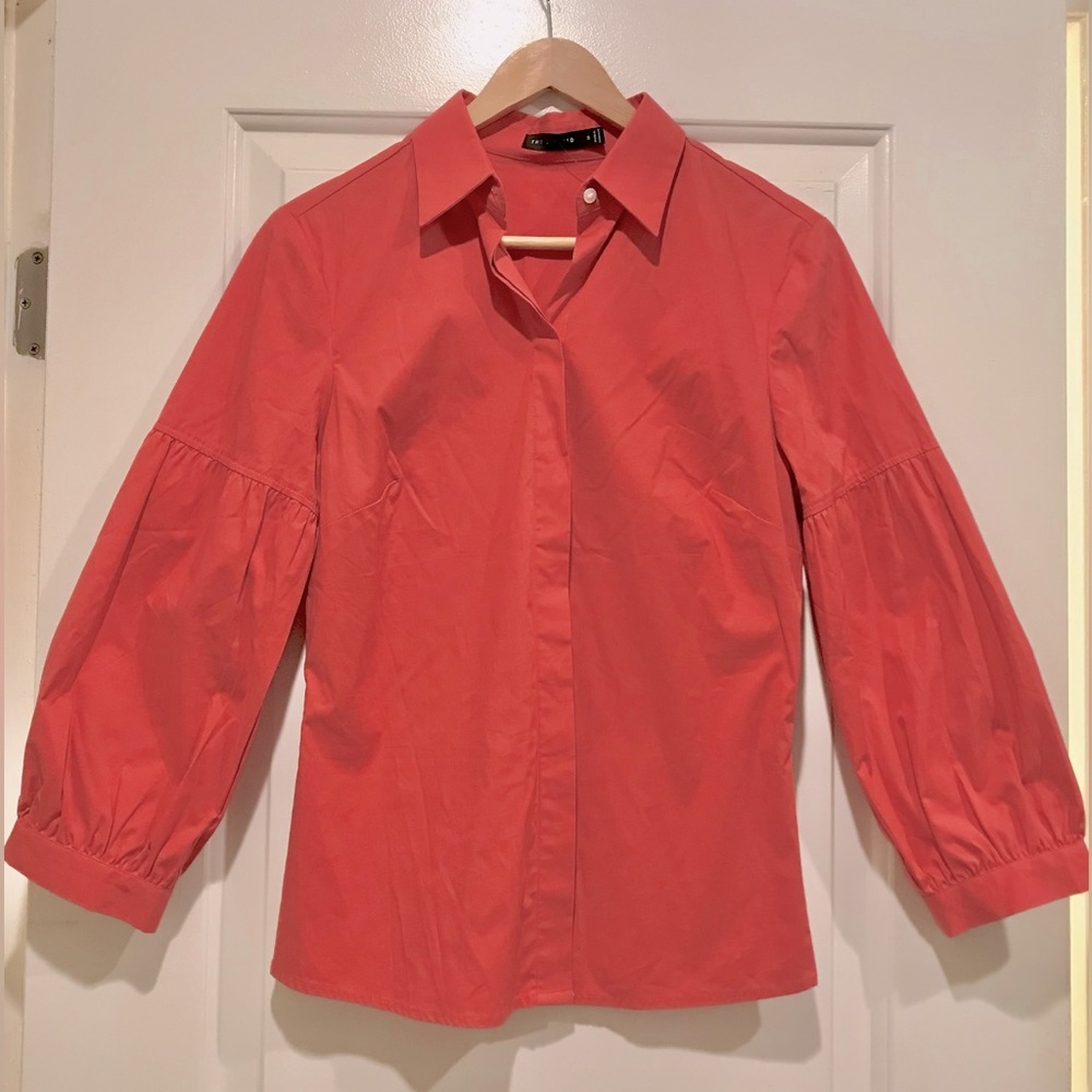 Puff-Sleeve Button-Front Shirt